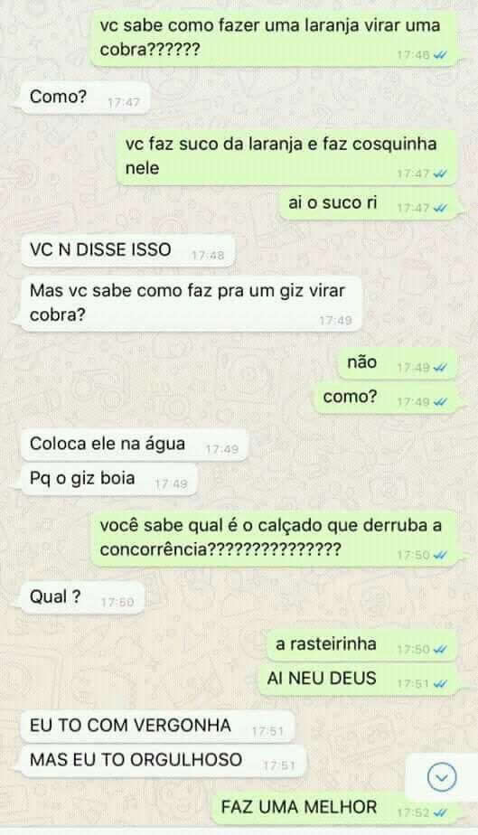 A conversa começou normal e terminou com a polícia dos trocadilhos sendo acionada