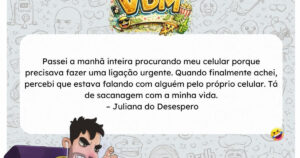 A pessoa passou a manhã procurando o celular que estava na própria mão