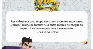 A roupa nova durou pouco e o molho de tomate não perdoou