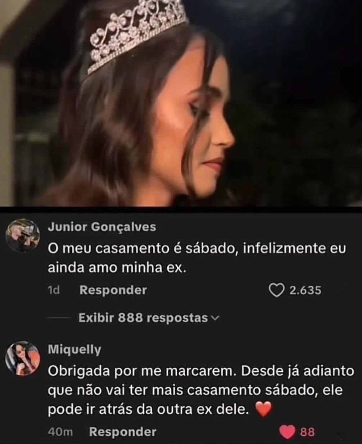 O comentário sobre a ex que quase cancelou o casamento antes do sábado