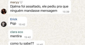O suposto assalto terminou com um pedido de Pix de R$ 100