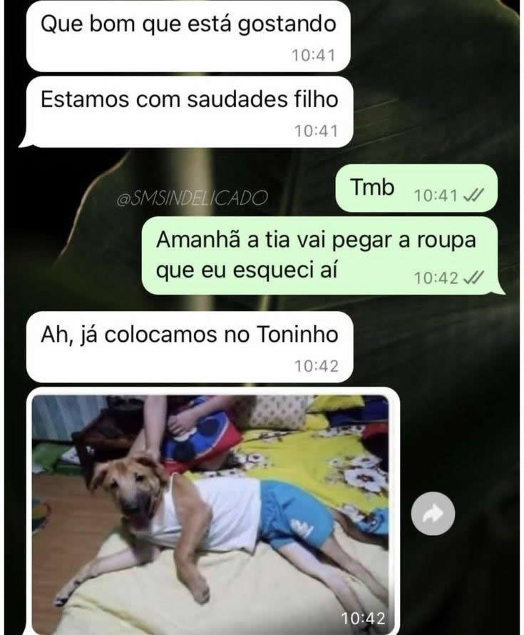 A roupa esquecida na casa dos pais ganhou um novo dono