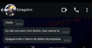 O estagiário apagou o banco de dados e tentou resolver com uma mensagem