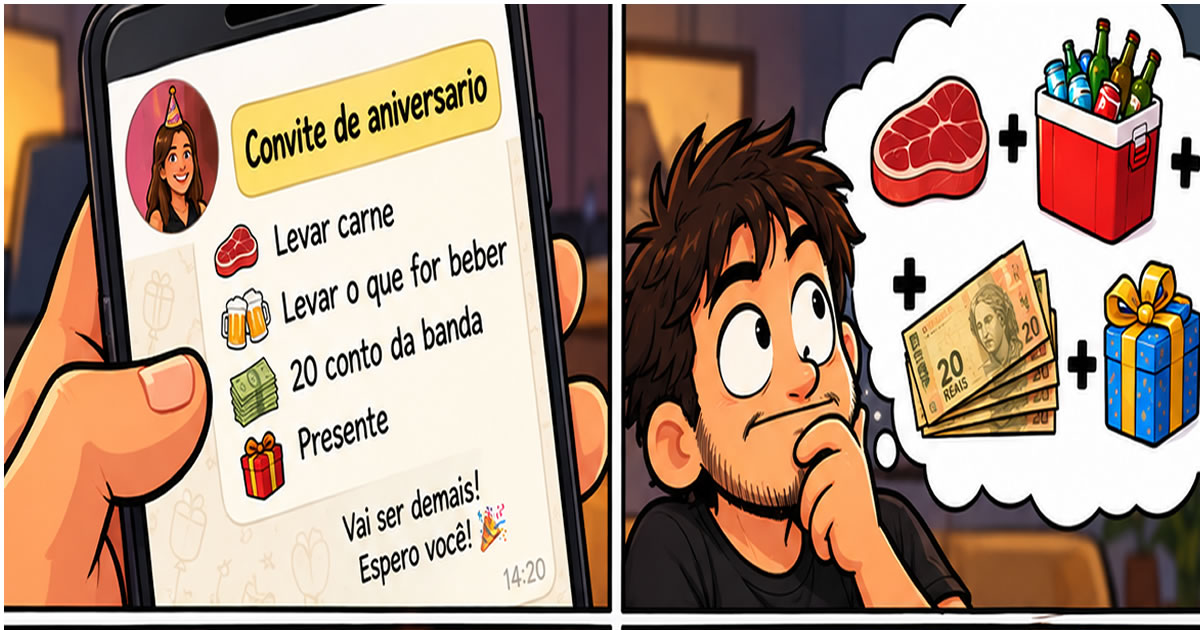 Quando o convite de aniversário chega e a conta assusta mais que o presente
