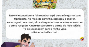 A tentativa de economizar no transporte terminou em chuva, tombo e desconto no salário
