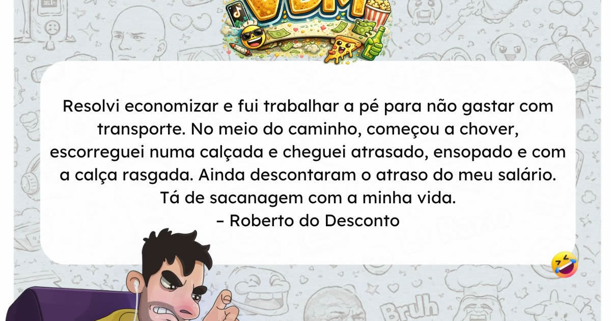 A tentativa de economizar no transporte terminou em chuva, tombo e desconto no salário