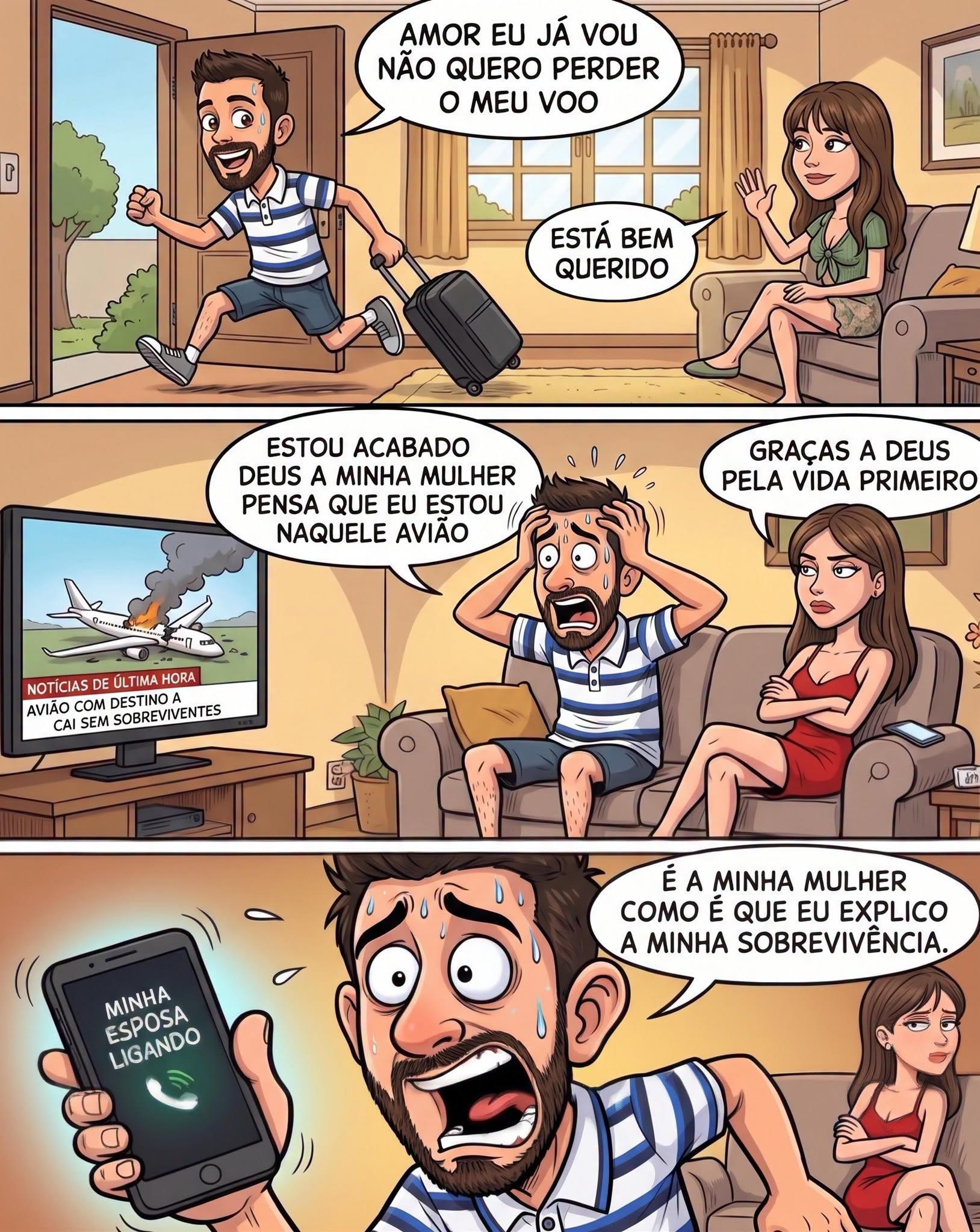 Ele sobreviveu ao acidente, mas ainda precisava explicar tudo para a esposa