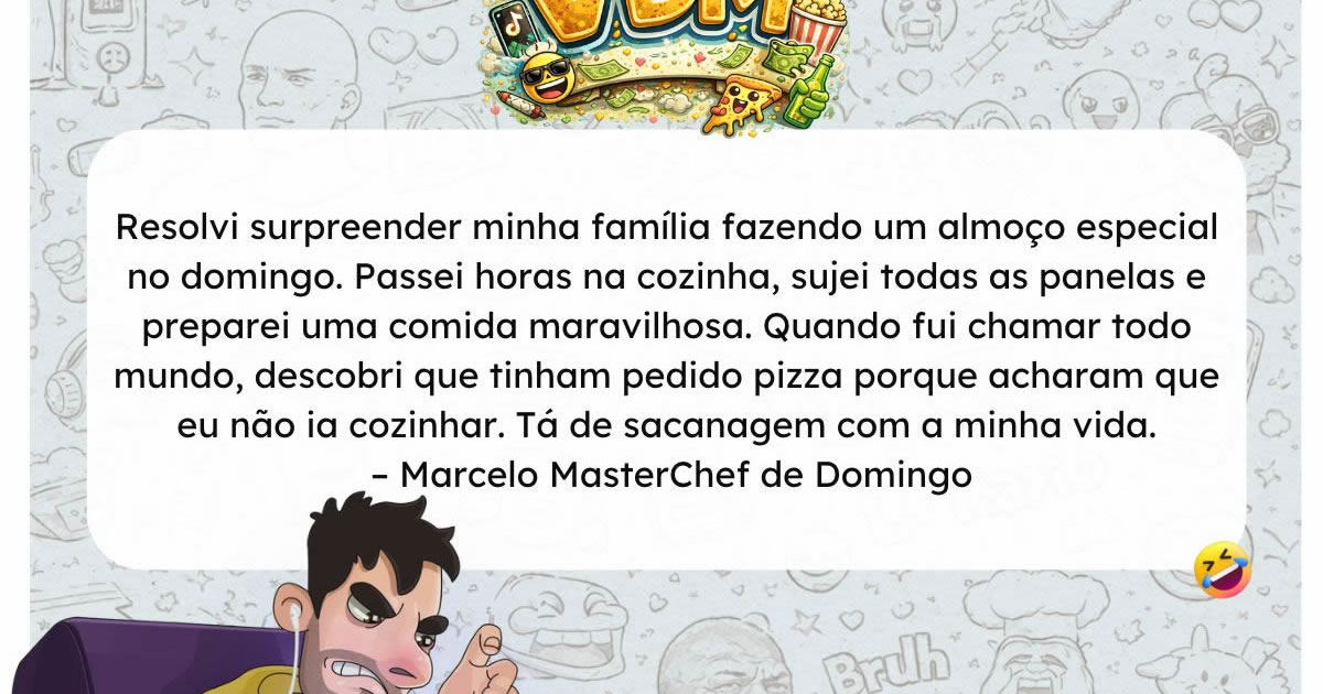 O almoço especial virou pizza: a humilhação de quem tentou cozinhar para a família
