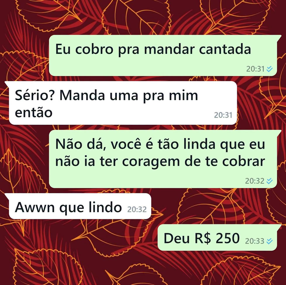 O elogio era de graça, mas a cantada acabou custando R$ 250